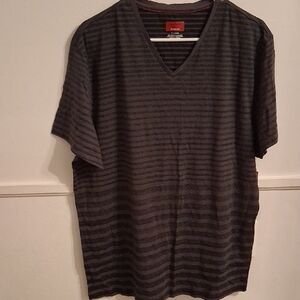 Alfani Gray and Black Striped Tee